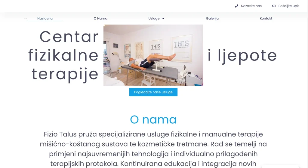 izrada web stranice vizija x fizio talus